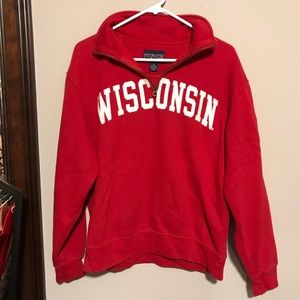 Red Wisconsin Quarter Zip Sweatshirt